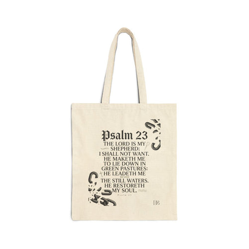 Psalm 23 Tote Bag - blackletter design on cream canvas